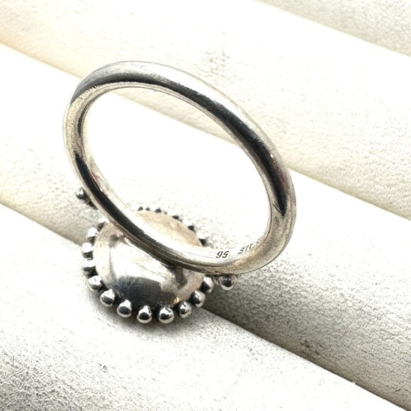 Pandora Blue Grey Stone Sterling Silver Ring Size 7.75 - Picture 5 of 6